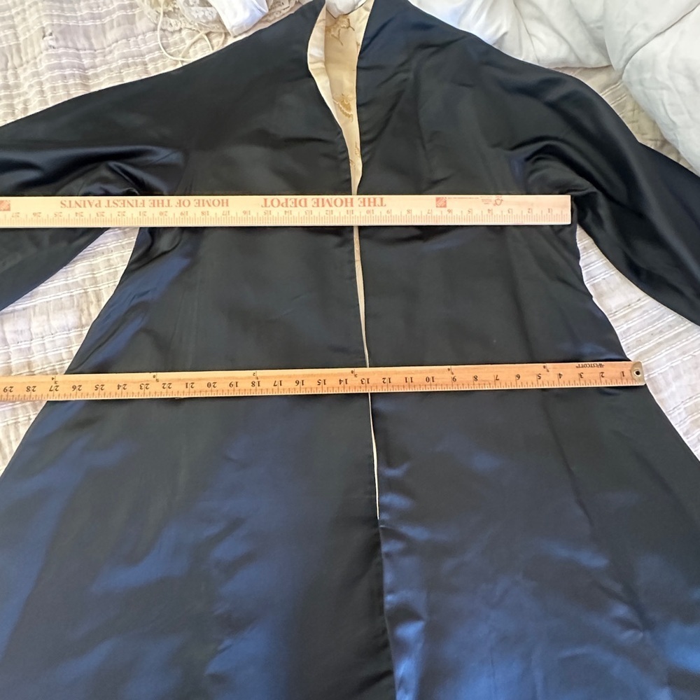 Rare 1950s Chinese kimono sleeve Black Long reversible Evening - Picture 11 of 12